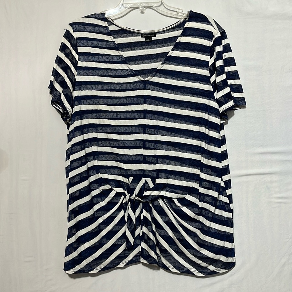 Women’s New Directions Top XL Navy White Stripe‎